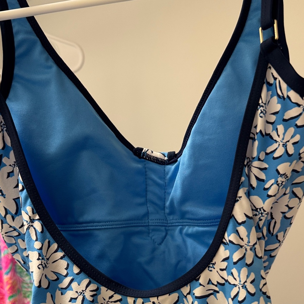 Lilly Pulitzer Blue and White Floral One Piece Swimsuit - Picture 3 of 5